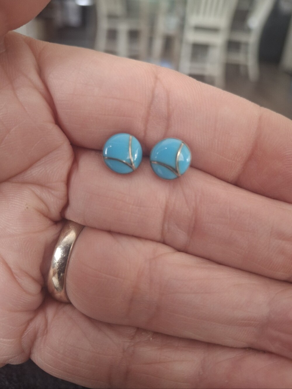 ZUNI Turquoise Blue Round Stud Earrings - Elegant Women Jewelry